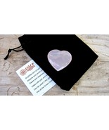 Rose Quartz Reiki Healing Crystal Heart 35mm with Pouch Info Card Love R... - $9.12