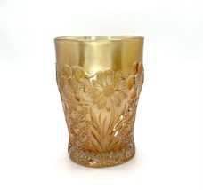 Vintage Carnival Glass Cup iridescent tumblr water marigold orange with ... - £28.83 GBP