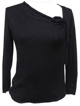 MISSONI Sweater Knit Cashmere Silk Black Pullover Faux Wraparound Tie Sz 38 - £71.97 GBP