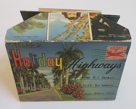 Florida&#39;s Holiday Highways 6 cent postage Vintage Fold Out Postcard - £3.93 GBP