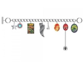 Marvel Comics Character Logos &amp; Images Charm Bracelet with 8 Metal Charm... - $23.95