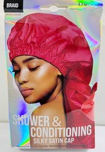 Donna Shower &amp; Conditioning Silk Satin Cap Waterproof Reversible Braid-Red - $9.89