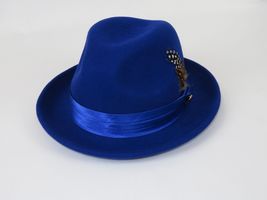 Men Bruno Capelo Hat Australian Wool Crushable Fedora Giovani Un108 Royal Blue image 4