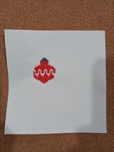 Completed Red Christmas Ornament Finished Cross Stitch - $5.99