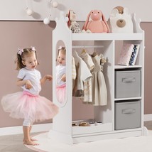 Kidinix Kids Wardrobe With Mirror, Open Dress Up Storage Kids Armoire, W... - $129.99