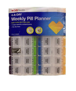 4-A-Day Weekly Pill Planner- Easy Push- Button Lids  - £11.66 GBP