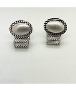 Vintage Swank Wrap Cufflinks silver  Tone textured brushed middle oval shape - $11.87
