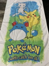 Vintage Pokemon Beach Towel Gotta Catch ‘em All Small Holes Fading - £15.50 GBP