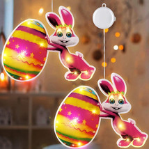 BlcTec Easter Decorations Lights, 2 Pack Easter-Bunny Window Lights Suction cup - £14.87 GBP