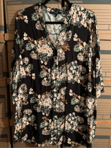 2XL Floral Button Down Shirt-Vero Moda-Black/Pink S/S EUC Women’s Plus Blouse - £9.66 GBP