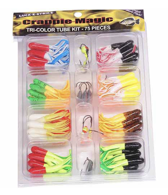 Luck-E-Strike Crappie Magic, Tri-Color Tube Fishing Kit, 75 Pieces - $17.95