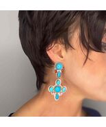 HUGE Untreated Natural Turquoise Coral Rhodochrosite Drop Chandelier Ear... - $20,219.27 MXN