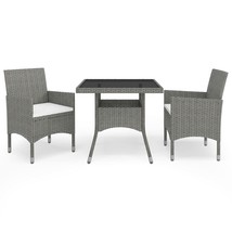 vidaXL Grey Poly Rattan Small Patio Dining Set with Table & Chairs, Balcony - $7,212.01 MXN