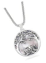 Mother-Of-Pearl Elephant-Scene Pendant Necklace - £256.15 GBP