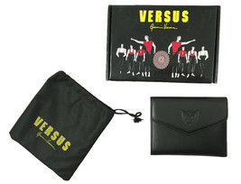 NEW IN BOX Vintage 90&#39;s Gianni Versace Versus Card Case Wallet!   Black Leather - £144.22 GBP