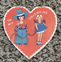 Vintage Valentines Day Card Folded Cowboy w Lasso Girl Nothing That I Wo... - £4.69 GBP