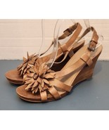 Ecco Kalac Strap Platform Wedge Sandals Womens 40 Tan Floral Leather Ope... - £29.83 GBP