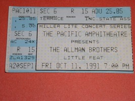 The Allman Brothers Concert Ticket Stub Vintage 1991 Pacific Amphitheatre - £24.03 GBP
