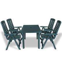 5 Piece Outdoor Dining Set Plastic Green - £253.72 GBP