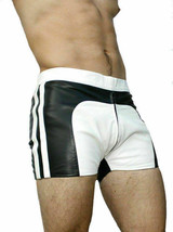 MEN&#39;S REAL LAMBS LEATHER BLACK &amp; White SHORTS Club wear Genuine - £69.98 GBP