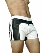 MEN&#39;S REAL LAMBS LEATHER BLACK &amp; White SHORTS Club wear Genuine - $147.07 CAD