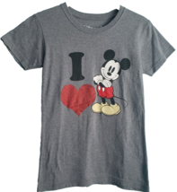 Disney Store Womens T Shirt Size XS Gray I Heart Mickey Short Sleeved So Sweet! - £7.94 GBP