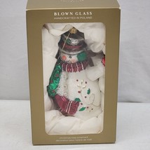 Hallmark Heritage &quot;Traditional Snowman&quot; 2019 Blown Glass 7&quot; Ornament  Go... - £37.77 GBP