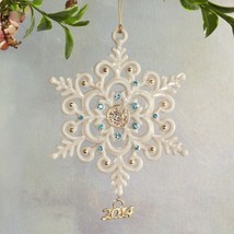 Lenox 2014 Gemmed Snowflake Ornament Annual Blue Gold Beads Christmas Ra... - $163.35