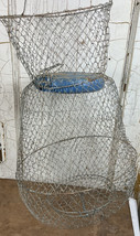 Vintage Fishing Metal Wire Fish Keeper Net Live Bait Basket Cage Collapsible - £20.76 GBP