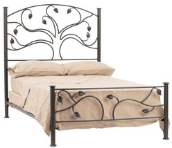 Stone County Ironworks Live Oak Queen Wrought Iron Bed Satin Black - £1,115.40 GBP