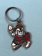 Cream Black &amp; Red Enamel Charging Knight Brass Colored Metal Key Chain o... - £5.41 GBP