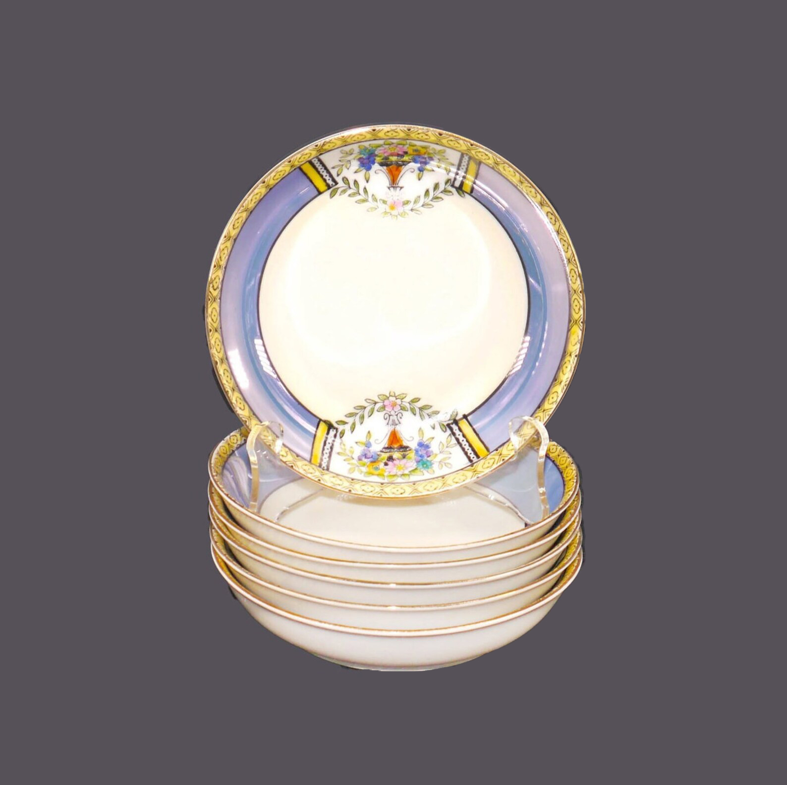 Six antique Noritake Morimura | hand-painted Nippon fruit nappies, dessert bowls - $112.79