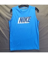 Nike Shirt Mens XL Blue Swoosh Dri Fit Basketball Muscle Gym Work Out Ta... - £13.83 GBP