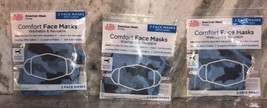 3ea 2Pks COMFORTABLE Reusable,Washable Blue Camouflage Adult Face Masks-... - £7.81 GBP