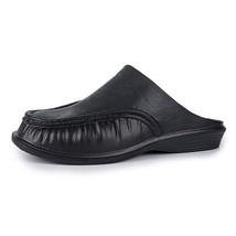Men Leather Slippers Summer Flip Flops Breathable Out Door Sandals Non-Slip Fash - £21.80 GBP