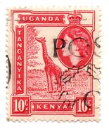 1954 Queen Elizabeth II and Landscapes Lions 10 C Kenya Uganda and Tanga... - $3.99