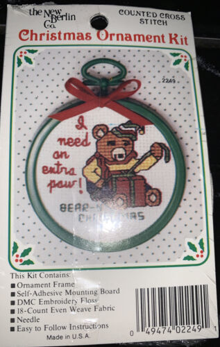 New Berlin Cross Stitch Christmas Ornament Kits Bears NOS USA - $12.75