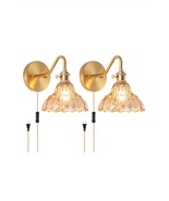 2 Pack indoor Vintage Plug in Wall Light Glass Shades With Bulbs Gold - €62,25 EUR