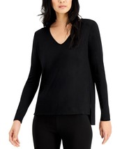 MSRP $40 Alfani V-Neck Long Sleeve T-Shirt Black Size Large - £7.36 GBP