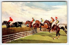 Steeplechasing A Good Lead Postcard Raphael Tuck Horseracing Horse Rider... - $31.50