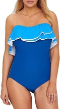 Coco Reef Womens Contours Agate Ruffle Bandeau One Piece Swimsuit,Cadet,36 C - £49.14 GBP