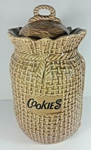 McCoy Pottery Burlap Sack Cookie Jar 12in Vintage Canister Basket Weave ... - £31.46 GBP
