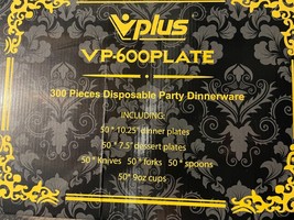 Vplus 300 Piece Disposable Party Dinnerware Bronze 50 People - £27.61 GBP