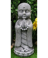 20&quot;H Large Jizo Buddha Monk With Prayer Beads On Lotus Throne Garden Statue - $2,238.33 MXN