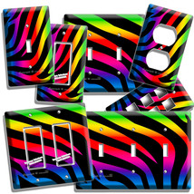 Rainbow Zebra Stripes Animal Print Light Switch Outlet Wall Plate Home Art Decor - $11.39+