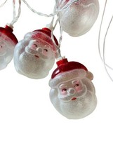 Santa Claus LED  String Lights Santa Head White Wire 10 Santa 7.5&#39; Chris... - £14.36 GBP