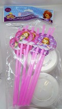 Sofia The 1st Princess Party Favor Straws and Lids 8 Count Birthday Supplies New - £1.77 GBP