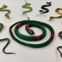 (6) 9&quot; Plastic PVC Realistic Colorful Toy Snakes &amp; (1) 27&quot; Flexible Snak... - $11.14