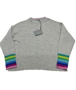 Alasan 100% Cashmere Sweater M Gray Rainbow Cuff Drop Shoulder Quiet Lux... - £83.16 GBP