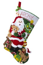 Bucilla Felt Stocking Applique Kit 18&quot; Long-Jolly Pups Santa - £104.61 GBP